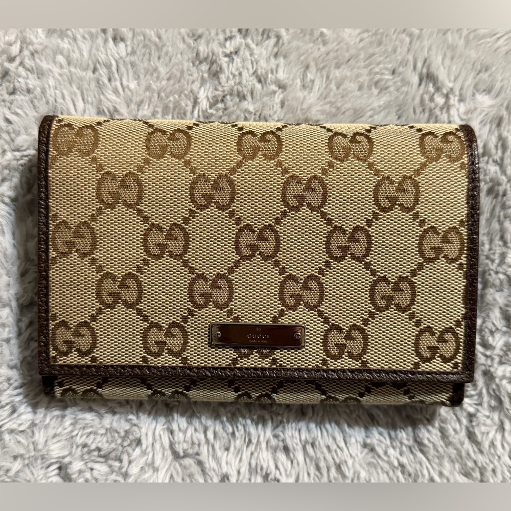 Gucci GG Monogram Bifold Wallet- Brown